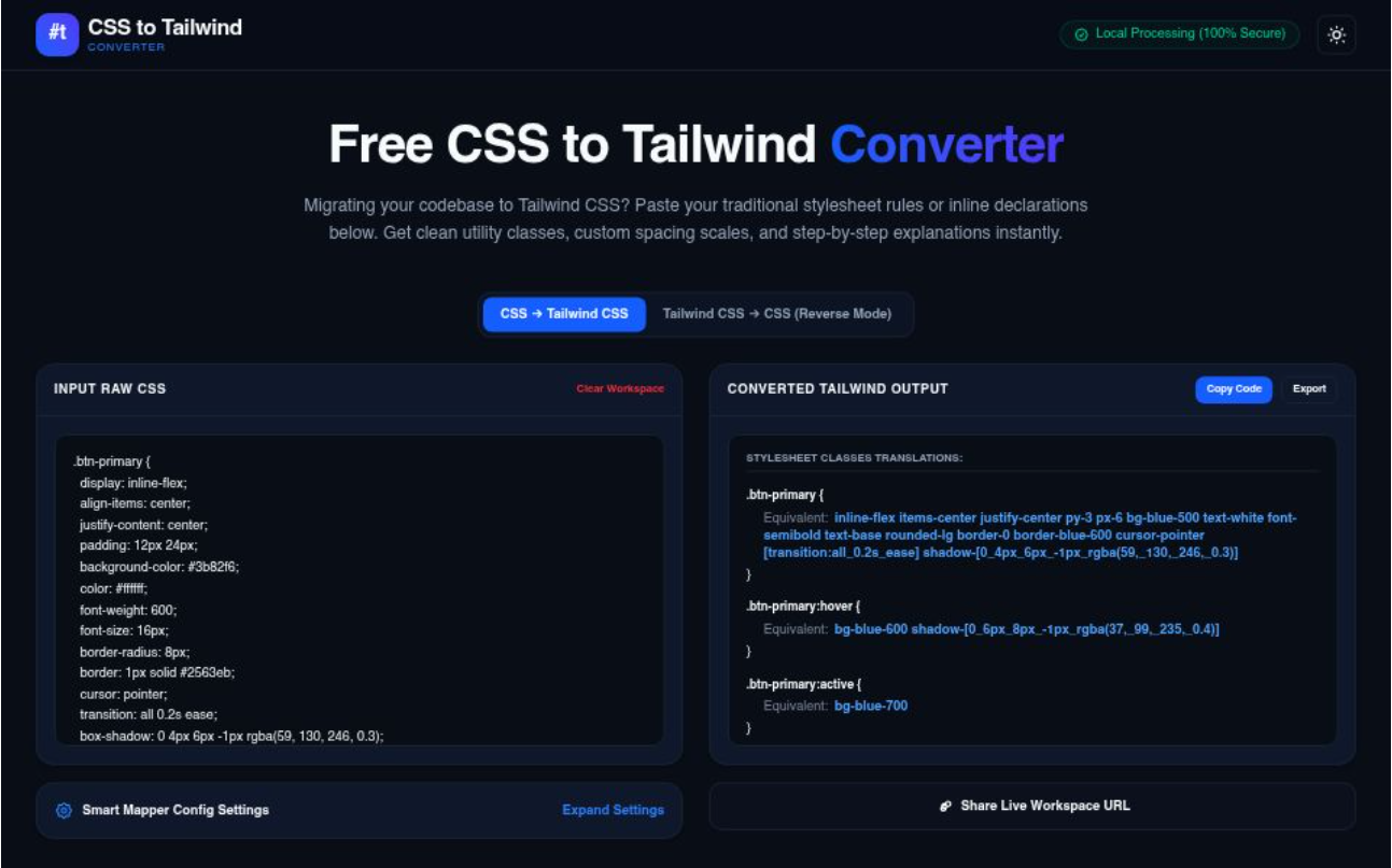 CSS to Tailwind Converter Preview